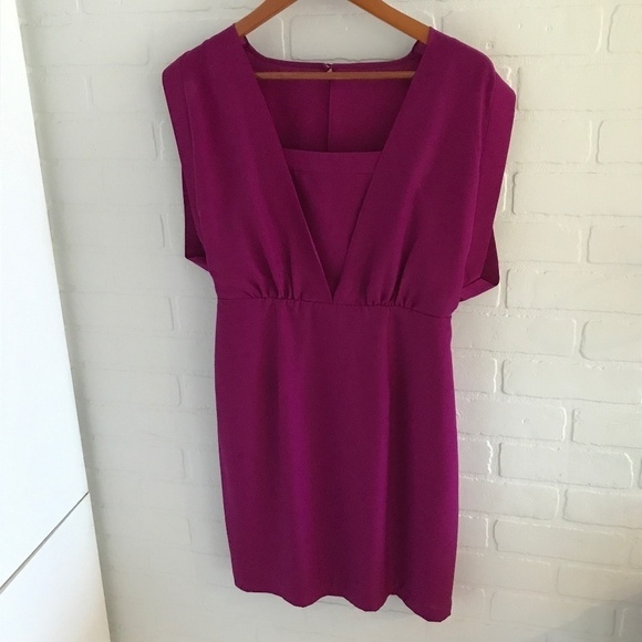 Jacob Chic Mini Dress Gorgeous Cap sleeve Boxy flowy magenta Hot Pink Barbie M - Picture 2 of 14